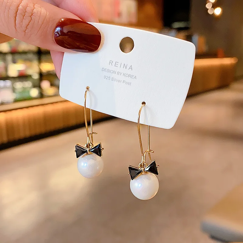 Black bow earrings female all-match simple elegant pearl stud earrings for women Accessories Fashion Jewelry
Black bow earrings female all-match simple elegant pearl stud earrings for women Accessories Fashion Jewelry