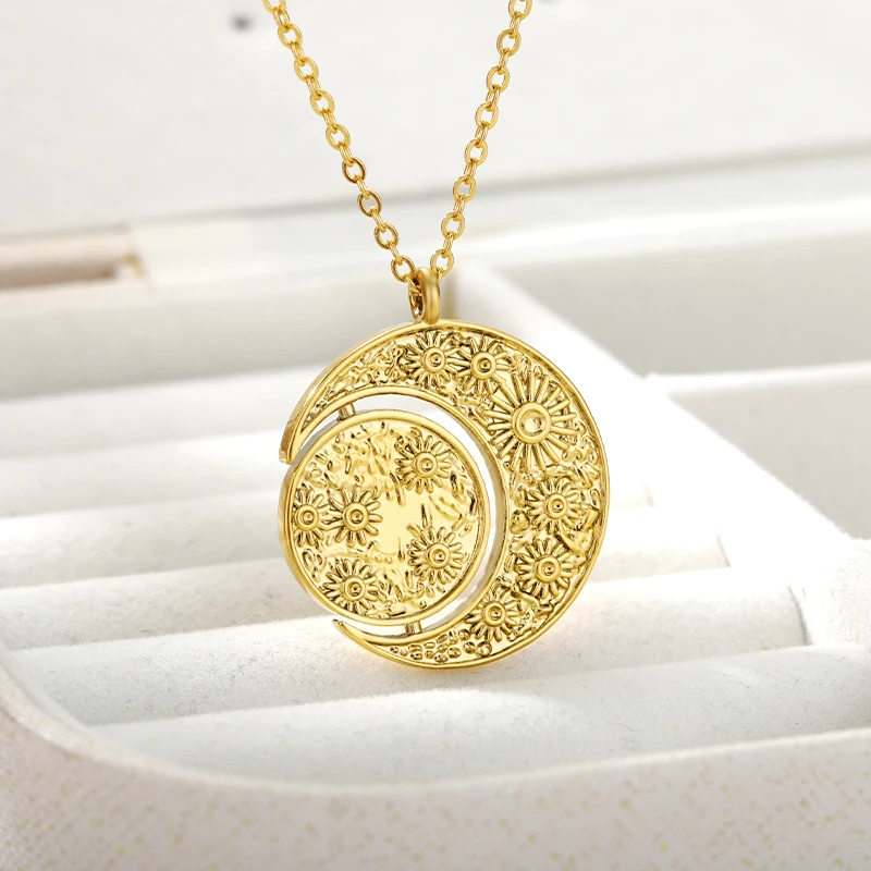 Vintage Sun Moon Necklace For Women Stainless Steel Gold Chain Necklaces Female Boho Aesthetic Jewelry Couple Gift collier femme
Vintage Sun Moon Necklace For Women Stainless Steel Gold Chain Necklaces Female Boho Aesthetic Jewelry Couple Gift collier femme