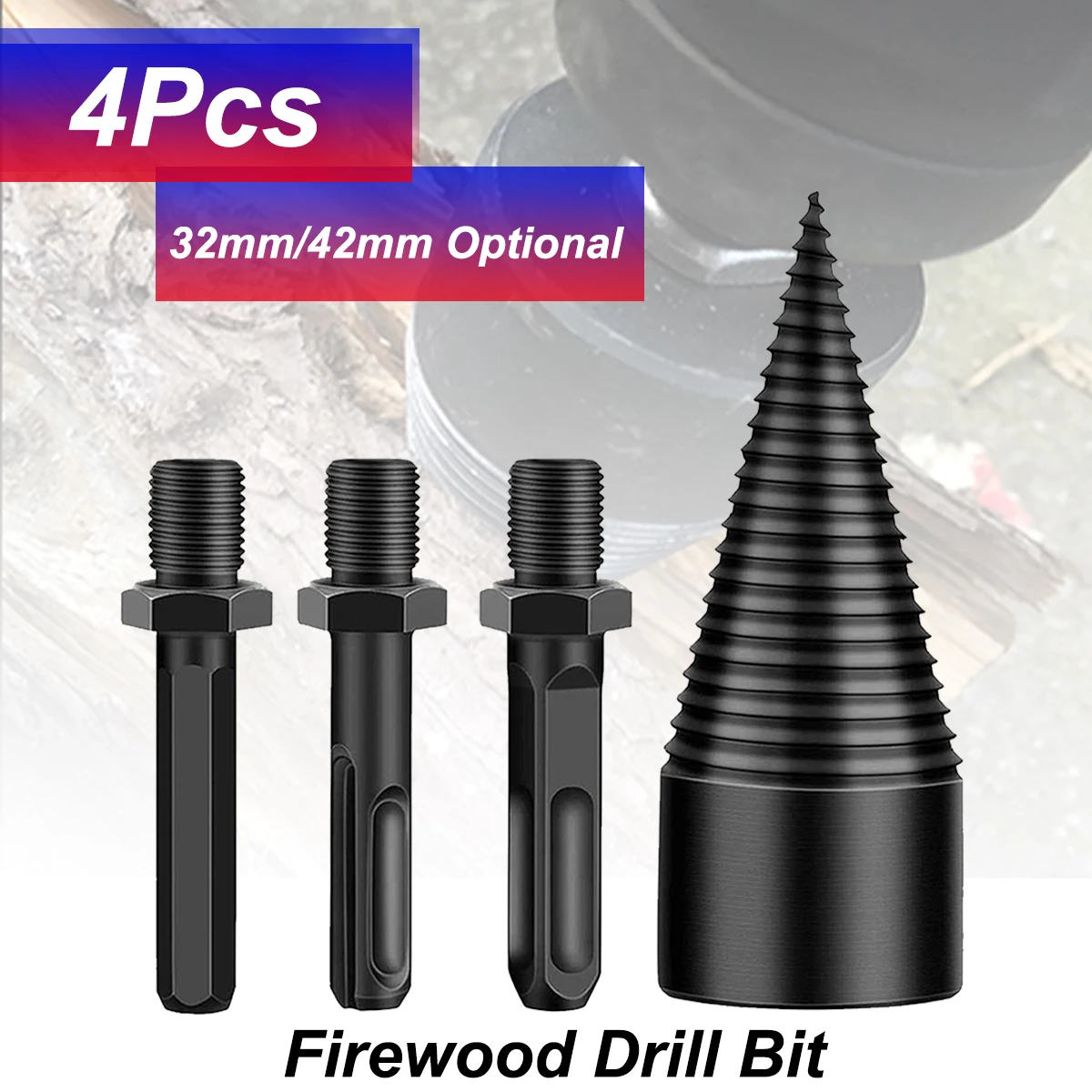 4Pcs Firewood Splitter Drill Bit 42mm Round/Hex/Triangle Shank Wood Cone Reamer Punch Driver Step Drill Bit Woodworking Tool
4Pcs Firewood Splitter Drill Bit 42mm Round/Hex/Triangle Shank Wood Cone Reamer Punch Driver Step Drill Bit Woodworking Tool