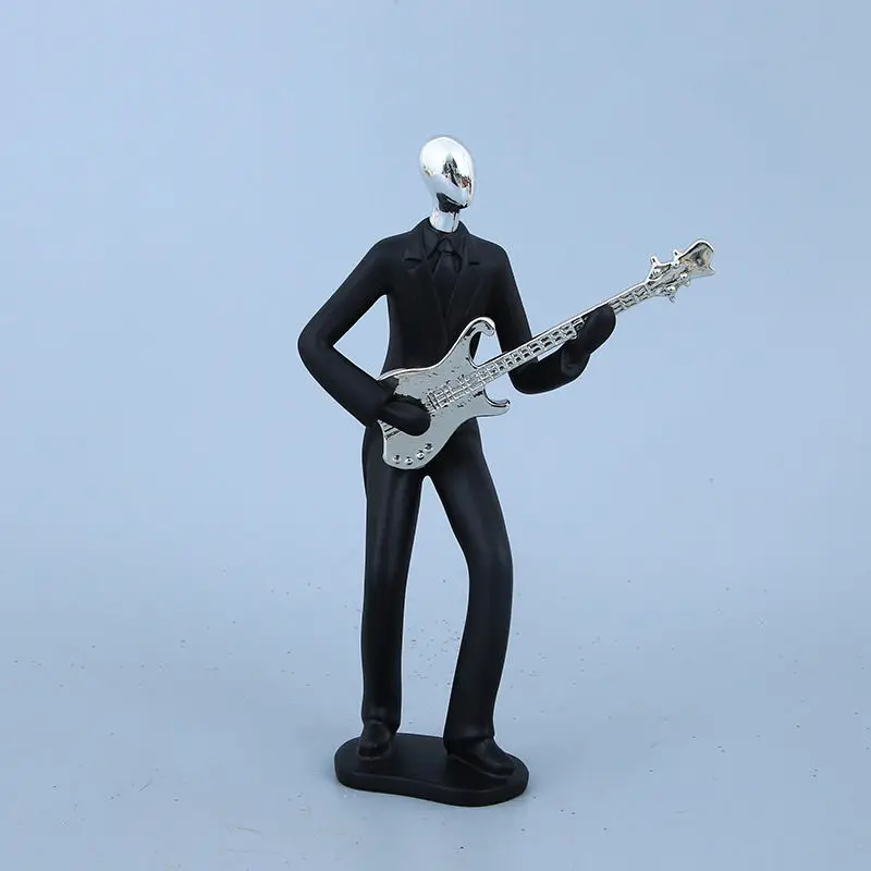 

[Crafts] Abstract Sculpture music band Guitarist Guitar player figure model Statue Art Carving Resin Figurine Home Decoration