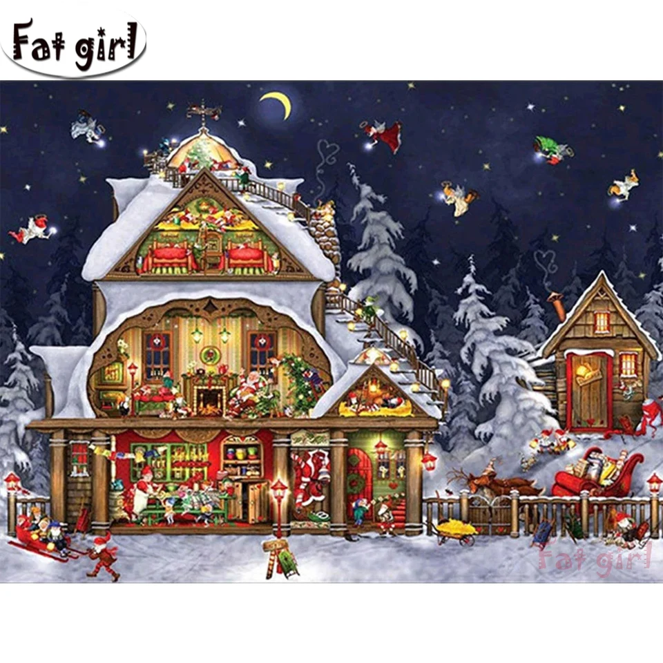 5D Full Square/Round Diamond Painting Christmas House diy Diamond Embroidery mosaic Winter snow scene Wall Art Decor For Home
5D Full Square/Round Diamond Painting Christmas House diy Diamond Embroidery mosaic Winter snow scene Wall Art Decor For Home