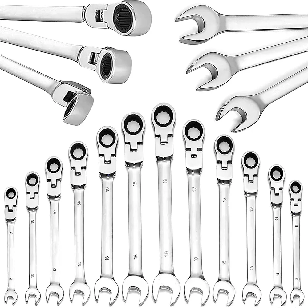 WOZOBUY Flexible Head Gear Ring Ratcheting Combination Wrench Set, Metric, 12-piece, 8-19mm, Chrome Vanadium Steel Construction
WOZOBUY Flexible Head Gear Ring Ratcheting Combination Wrench Set, Metric, 12-piece, 8-19mm, Chrome Vanadium Steel Construction