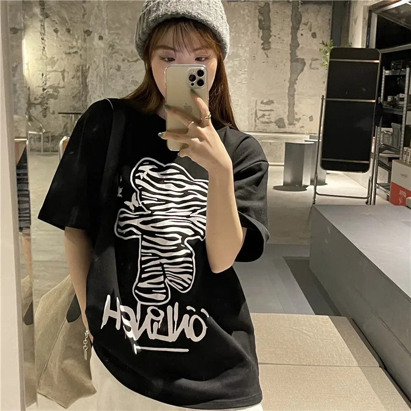 2021 Summer Cotton Zebra Bear Pattern Print Girl t Shirts Aesthetic Korean Style Oversize Kawaii Clothes Urban Girl t-Shirts
2021 Summer Cotton Zebra Bear Pattern Print Girl t Shirts Aesthetic Korean Style Oversize Kawaii Clothes Urban Girl t-Shirts
