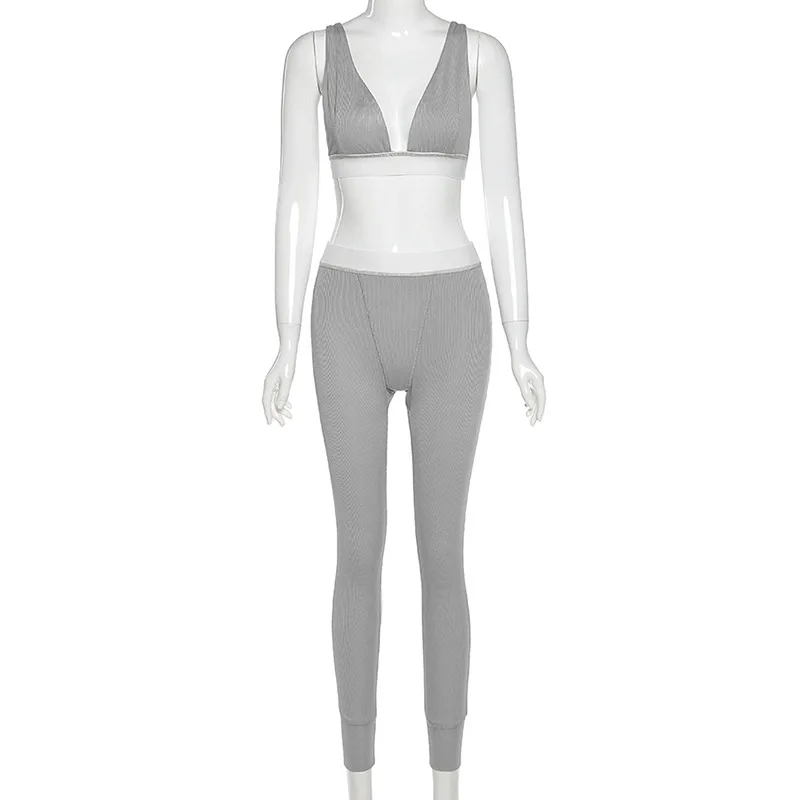 Fitness Sporty Women 2 Pieces Set Tracksuit Sleeveless V-Neck Tank Stretchy Leggings Ribbed Bra Bandage Solid Streetwear Outfits
Fitness Sporty Women 2 Pieces Set Tracksuit Sleeveless V-Neck Tank Stretchy Leggings Ribbed Bra Bandage Solid Streetwear Outfits