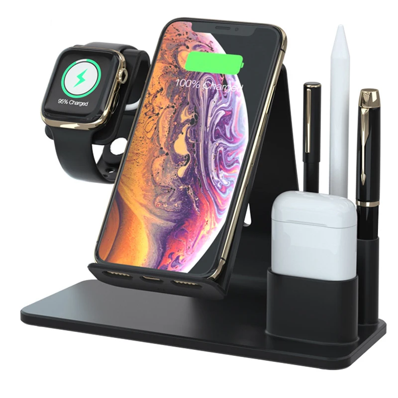 Беспроводное зарядное устройство Qi 10 Вт 3 в 1 для AirPods iPhone 11 pro X быстрое быстрая