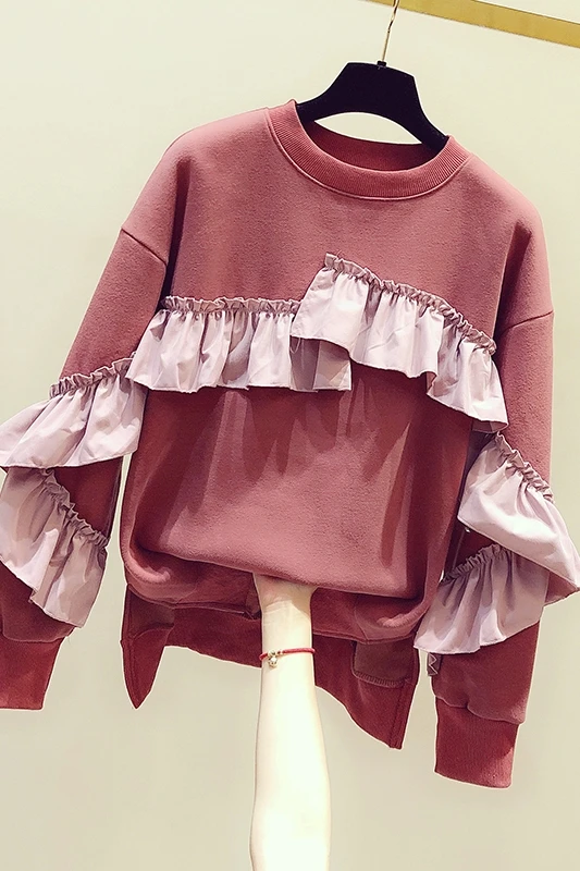 Patchwork Ruffles Female Hoodies O Neck Solid Color Loose Pullovers Top 2020 New Spring Autumn Casual Long Sleeve Sweatshirts
Patchwork Ruffles Female Hoodies O Neck Solid Color Loose Pullovers Top 2020 New Spring Autumn Casual Long Sleeve Sweatshirts