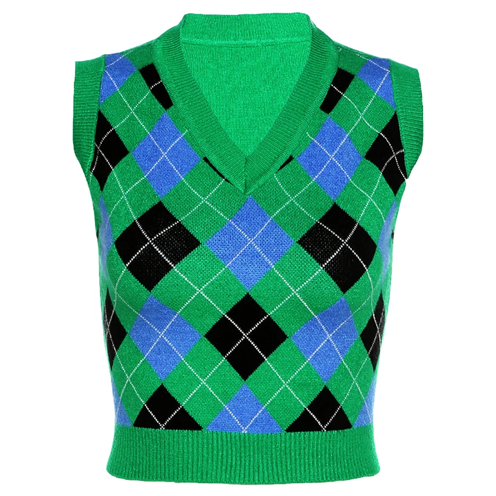 Vintage Fashion Plaid Knitted Sweater Vest Women V-neck Sleeveless Pullovers Slim Autumn Winter Tops Paneled Sweater Color Block
Vintage Fashion Plaid Knitted Sweater Vest Women V-neck Sleeveless Pullovers Slim Autumn Winter Tops Paneled Sweater Color Block