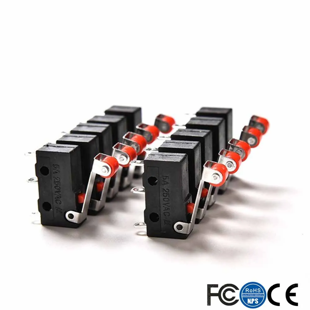 10Pcs Micro Roller Lever Arm Open Close Limit Switch KW12-3 PCB Microswitch | Спорт и развлечения