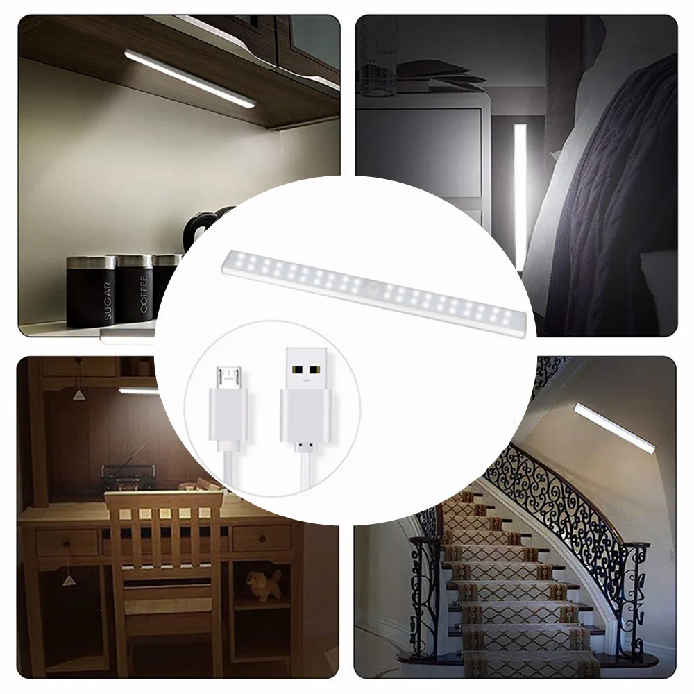 USB Rechargeable 40 LED Under Cabinet Light PIR Motion Sensor Cabinet Closet Night Light for Wardrobe Cupboard Kitchen Room
USB Rechargeable 40 LED Under Cabinet Light PIR Motion Sensor Cabinet Closet Night Light for Wardrobe Cupboard Kitchen Room