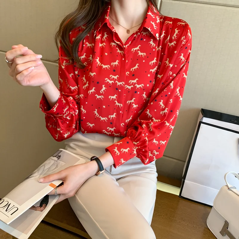 Chiffon Loose Women's Shirts New Fashion Blouse Casual Long Sleeve Blusas Flower Print Buttons Polo Shirt Autumn Houthion
Chiffon Loose Women's Shirts New Fashion Blouse Casual Long Sleeve Blusas Flower Print Buttons Polo Shirt Autumn Houthion