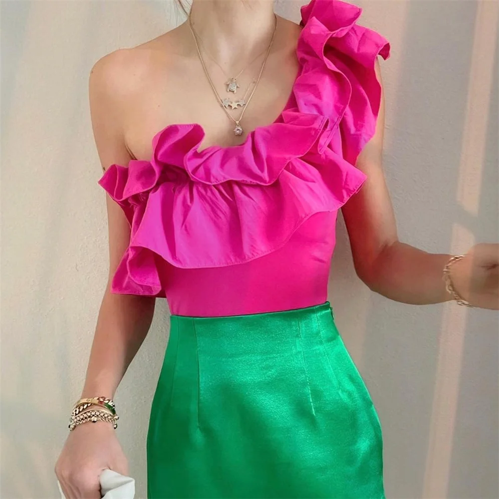 Sexy Diagonal collar Solid Romper Women Summer Ruffled Elegant High Waist Playsuits Casual Beach Overall Holiday Bikini 2021
Sexy Diagonal collar Solid Romper Women Summer Ruffled Elegant High Waist Playsuits Casual Beach Overall Holiday Bikini 2021