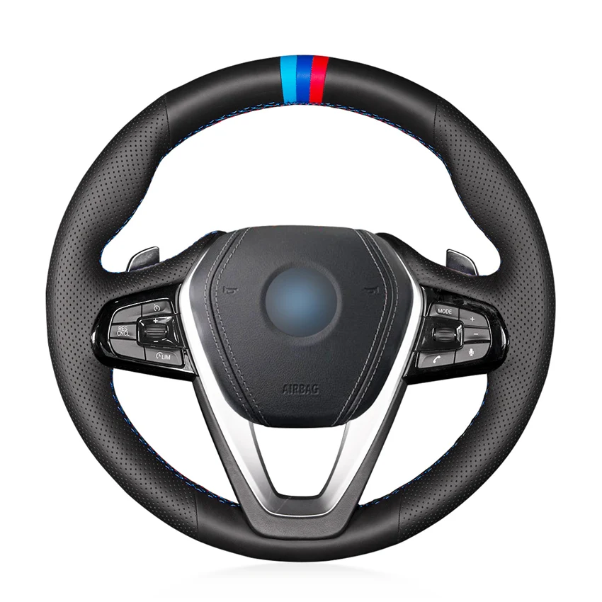 

Hand-stitched Black Genuine Leather Car Steering Wheel Cover for BMW G20 G21 G30 G31 G32 X3 G01 X4 G02 X5 G05 X7 G07 Z4 G29