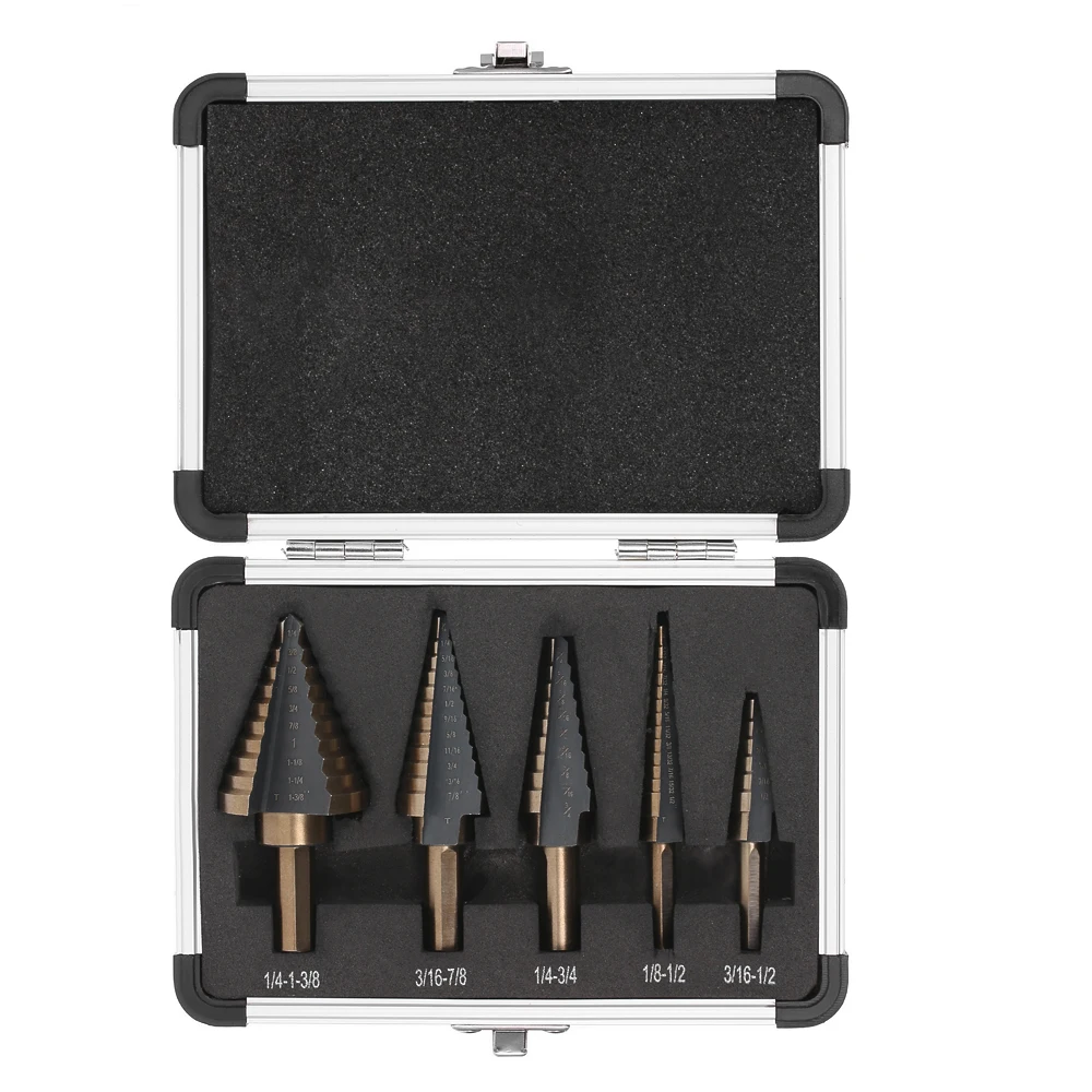 5pcs High Speed Steel 4241 Step Drill Bit Set Kit T-wist Drills Drilling Tool Portable for Workpiece Round Shank Pagoda
5pcs High Speed Steel 4241 Step Drill Bit Set Kit T-wist Drills Drilling Tool Portable for Workpiece Round Shank Pagoda
