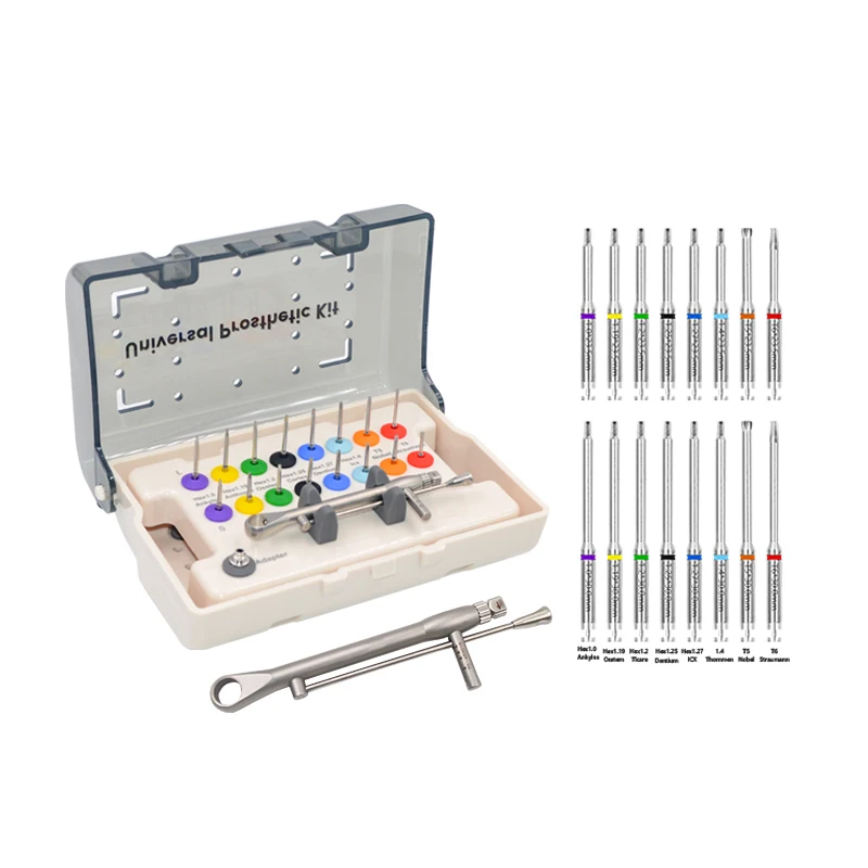 Dental Implant Prosthetic Kit Torque Wrench Prosthetic Kit Latch-Type Multi Driver Tool for Dental Practices
Dental Implant Prosthetic Kit Torque Wrench Prosthetic Kit Latch-Type Multi Driver Tool for Dental Practices