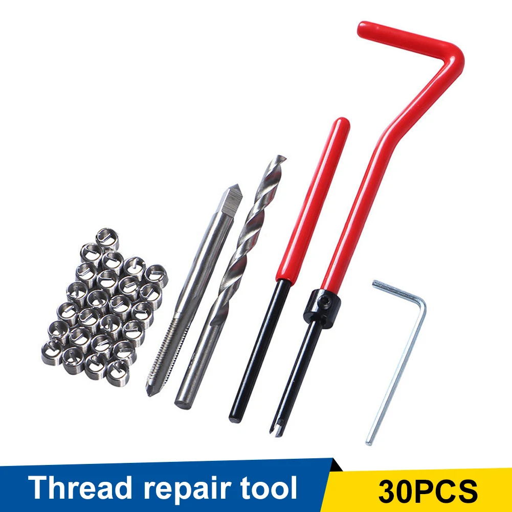 30Pcs Wire Thread Insert Coiled Wire Helical Screw Insert M5 M6 M8 Thread Repair Insert Kit with Wrench Drill Bit Tap
30Pcs Wire Thread Insert Coiled Wire Helical Screw Insert M5 M6 M8 Thread Repair Insert Kit with Wrench Drill Bit Tap