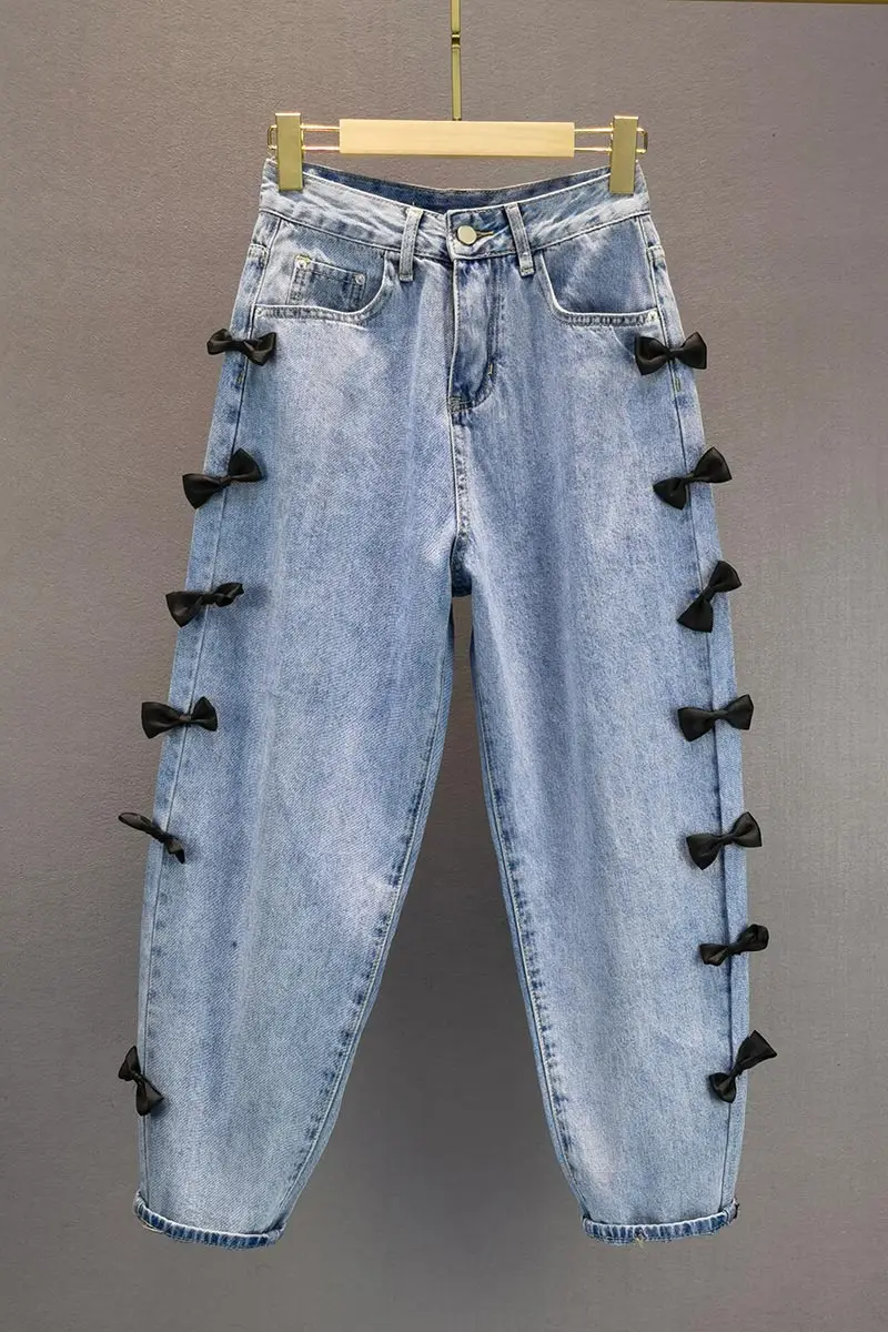 Large Size Loose Harem Jeans Women's 2021 Spring and Summer New High Waist Slimming Denim Pants Bow Long Pants
Large Size Loose Harem Jeans Women's 2021 Spring and Summer New High Waist Slimming Denim Pants Bow Long Pants