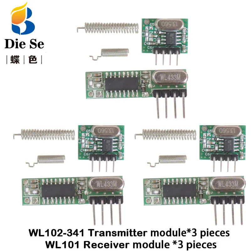 3 sets RF module 433Mhz superheterodyne receiver and transmitter kit with antenna For Arduino uno Diy kits 433mhz Remote control
3 sets RF module 433Mhz superheterodyne receiver and transmitter kit with antenna For Arduino uno Diy kits 433mhz Remote control