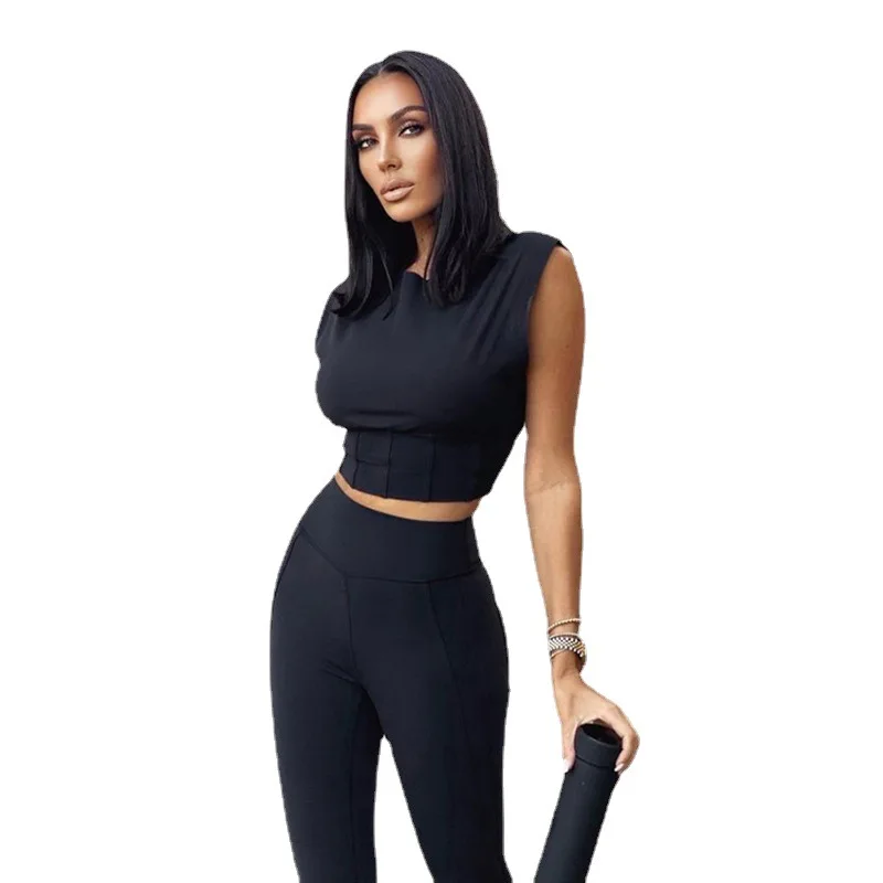 2021 new European and American fashion casual solid color short round neck blouse and trousers two-piece suit
2021 new European and American fashion casual solid color short round neck blouse and trousers two-piece suit