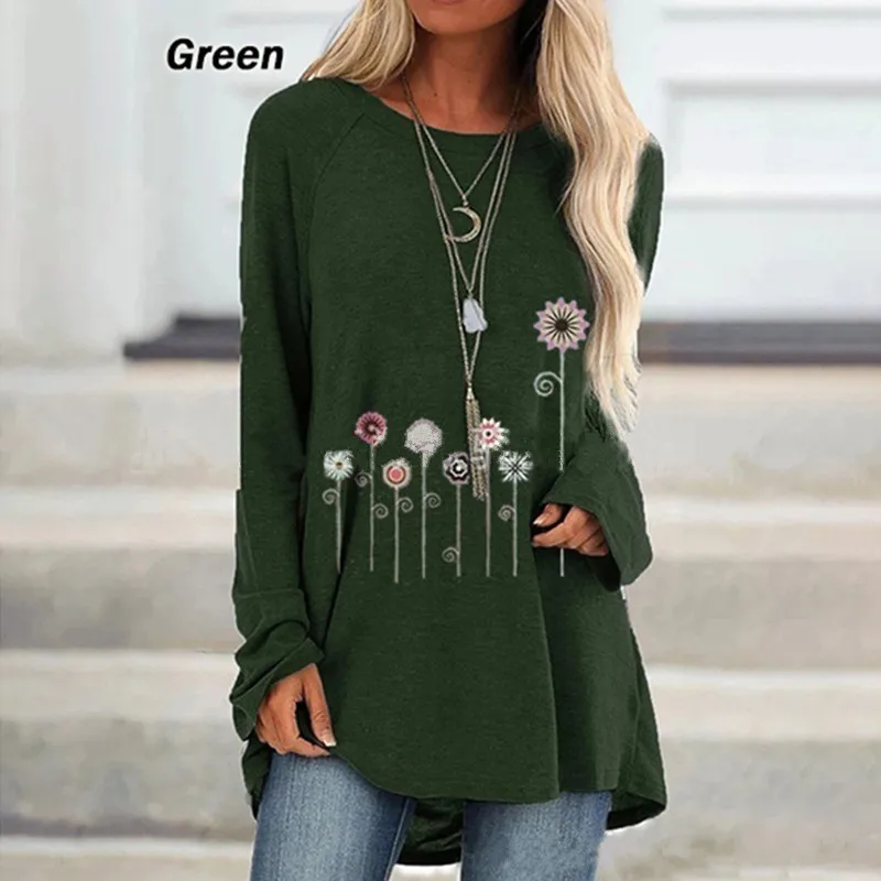 2021 new Floral Print Long Sleeve round neck loose casual T-shirt for women
2021 new Floral Print Long Sleeve round neck loose casual T-shirt for women
