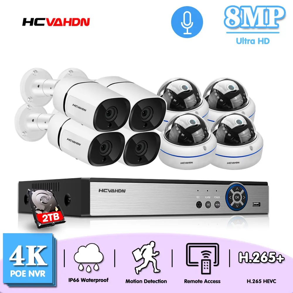 HCVAHDN 4K Security CCTV System 8CH POE NVR 8MP IMX415 Outdoor Waterproof POE Audio IP Camera H.265 Video Surveillance Kit
HCVAHDN 4K Security CCTV System 8CH POE NVR 8MP IMX415 Outdoor Waterproof POE Audio IP Camera H.265 Video Surveillance Kit