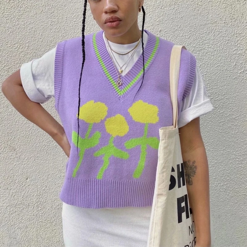 PUWD Casual Woman Loose Embroidery V Neck Knitted Vest 2021 Spring Fashion Ladies Sotf Oversized Tank Girls Colorful Sweet Tops
PUWD Casual Woman Loose Embroidery V Neck Knitted Vest 2021 Spring Fashion Ladies Sotf Oversized Tank Girls Colorful Sweet Tops