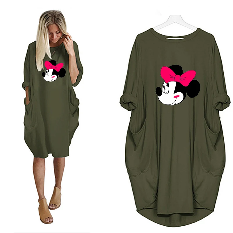 Disney Dress Mickey Mouse Print Long Sleeve Loose Midi Dresses Autumn Cartoon Robes Pockets Vestidos Kawaii for Women 2021 New
Disney Dress Mickey Mouse Print Long Sleeve Loose Midi Dresses Autumn Cartoon Robes Pockets Vestidos Kawaii for Women 2021 New