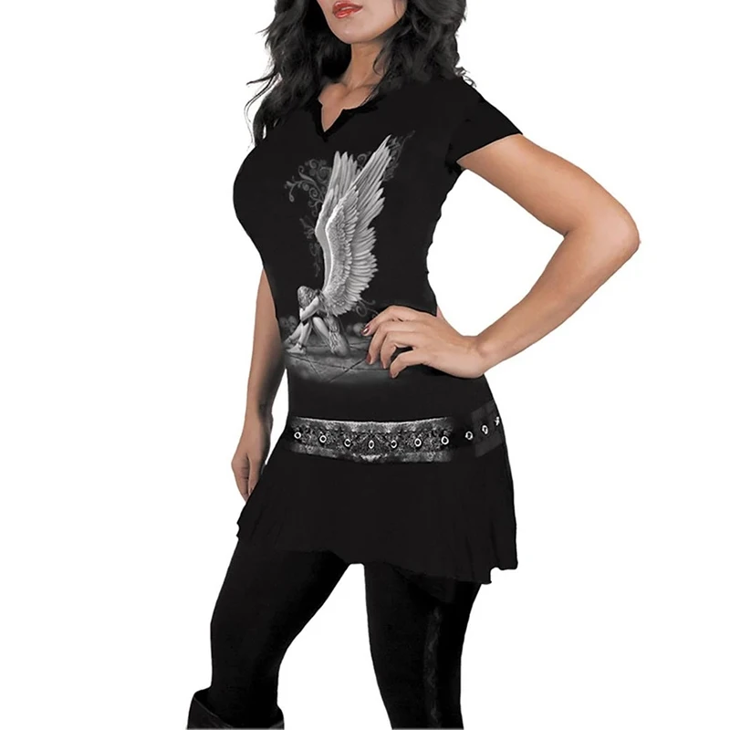 Summer V-neck Splicing Angel Graphic Dress Women Y2K Punk Goth Plus Size A-line Short Sleeve Dresses Ladies 5XL Print Vestidos
Summer V-neck Splicing Angel Graphic Dress Women Y2K Punk Goth Plus Size A-line Short Sleeve Dresses Ladies 5XL Print Vestidos