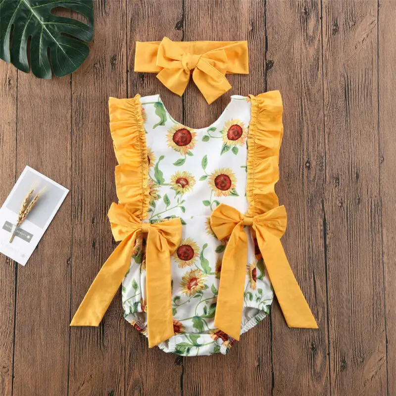 Newborn Infant Baby Girl Clothes Sunflowers Floral Jumpsuit Romper Bodysuit with Headband Bowtie
Newborn Infant Baby Girl Clothes Sunflowers Floral Jumpsuit Romper Bodysuit with Headband Bowtie