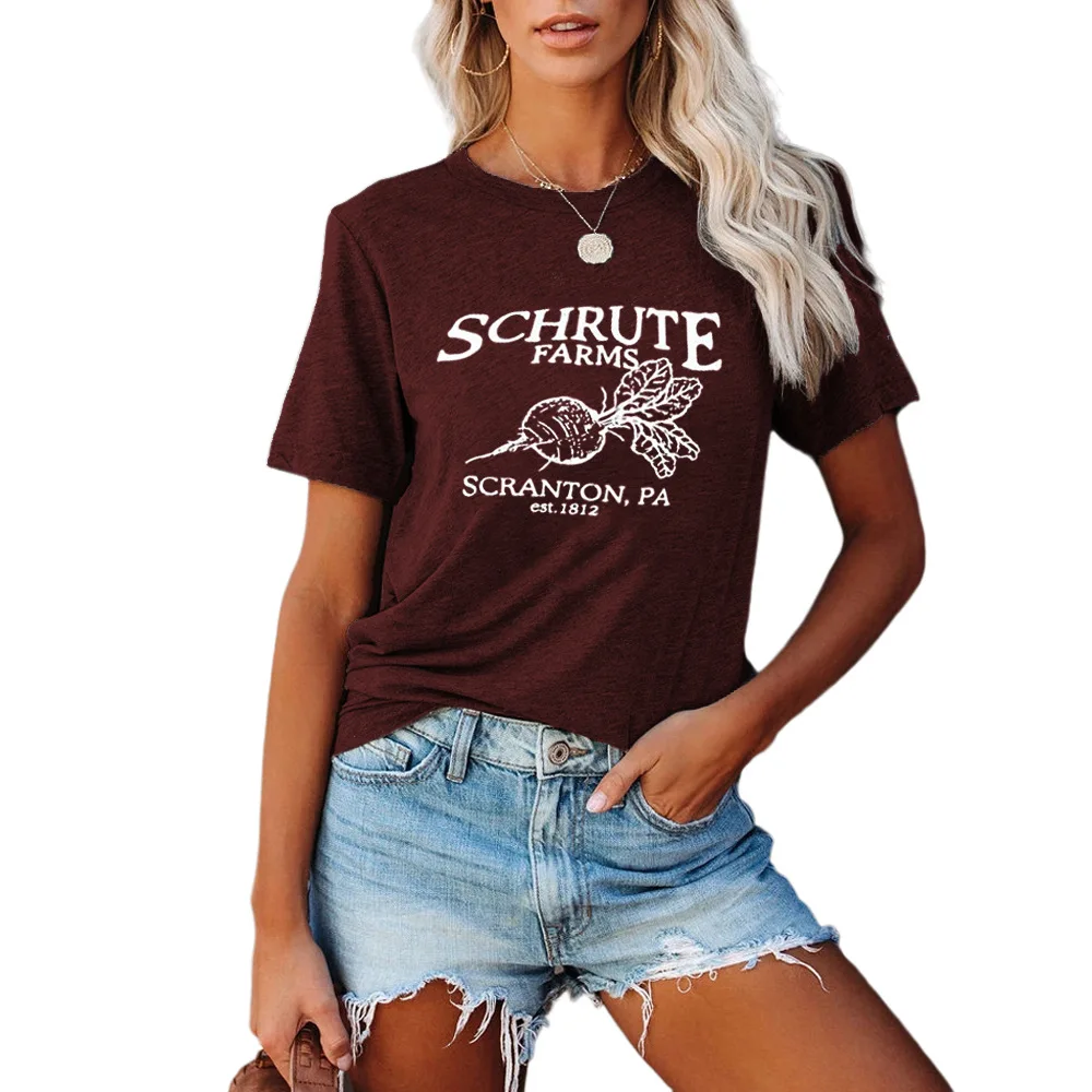 Carney top radish print crew neck short sleeve T-shirt 
Carney top radish print crew neck short sleeve T-shirt