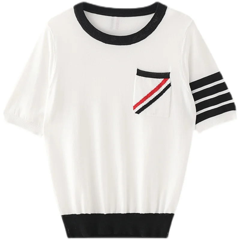 Базовые Женские топы с круглым вырезом, вязаный свитер, модная летняя повседневная Однотонная футболка с коротким рукавом, топы, пуловер, дж...
Базовые Женские топы с круглым вырезом, вязаный свитер, модная летняя повседневная Однотонная футболка с коротким рукавом, топы, пуловер, дж...