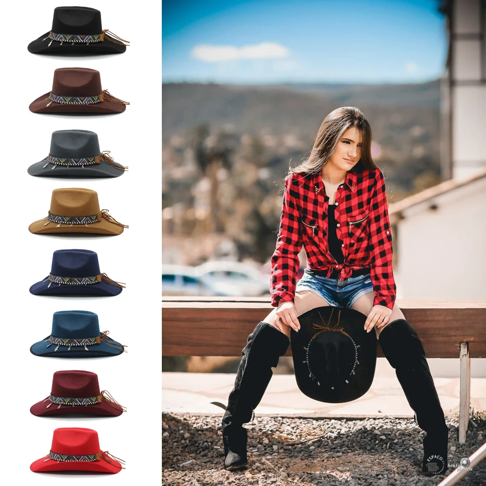 Men Women Western Cowboy Hats Wide Brim Panama Sunhats Fedora Caps Trilby Jazz Sombrero Outdoor Travel Party Size US 7 1/4 UK L
Men Women Western Cowboy Hats Wide Brim Panama Sunhats Fedora Caps Trilby Jazz Sombrero Outdoor Travel Party Size US 7 1/4 UK L