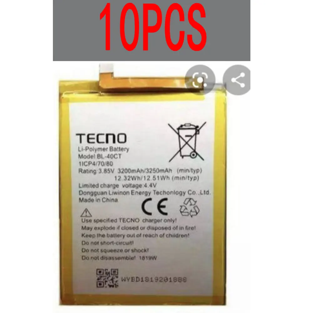 10pcs 12.51WH 3250MAH 3.85V BL-40CT battery for TECNO BL-40CT wifi Mobile phone BATTERY
10pcs 12.51WH 3250MAH 3.85V BL-40CT battery for TECNO BL-40CT wifi Mobile phone BATTERY
