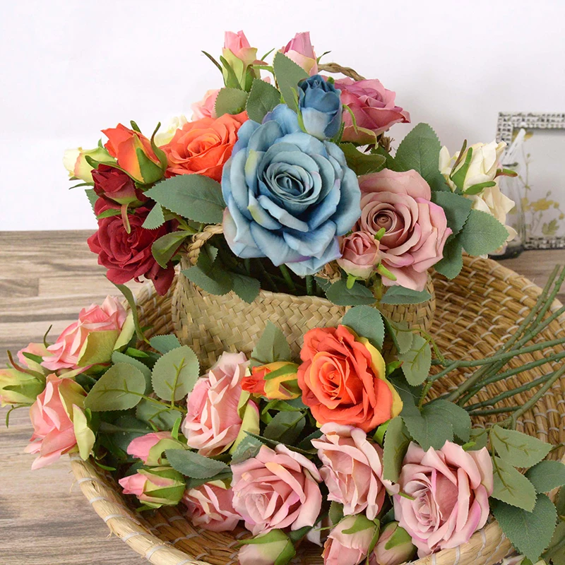 High Quality Artificial Flowers Real Touch Rose Silk Fake Flower Flores for DIY Home Garden Wedding Decoration 2 Heads/bouquet
High Quality Artificial Flowers Real Touch Rose Silk Fake Flower Flores for DIY Home Garden Wedding Decoration 2 Heads/bouquet