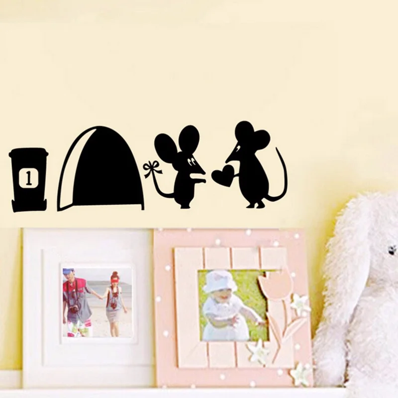 Забавная Наклейка на стену с изображением маленькой мышки постер для детской