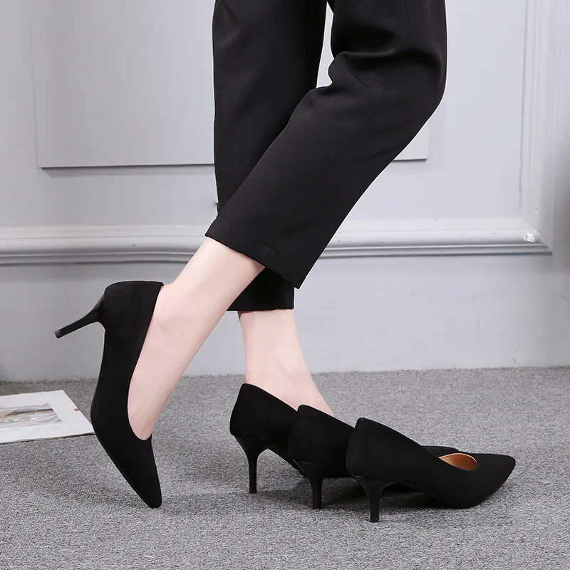 2021 Summer Pumps Heels Black Suede High Heels Pointed Toe Stiletto Professional Leather Office Work Shoes Chaussures Femme
2021 Summer Pumps Heels Black Suede High Heels Pointed Toe Stiletto Professional Leather Office Work Shoes Chaussures Femme