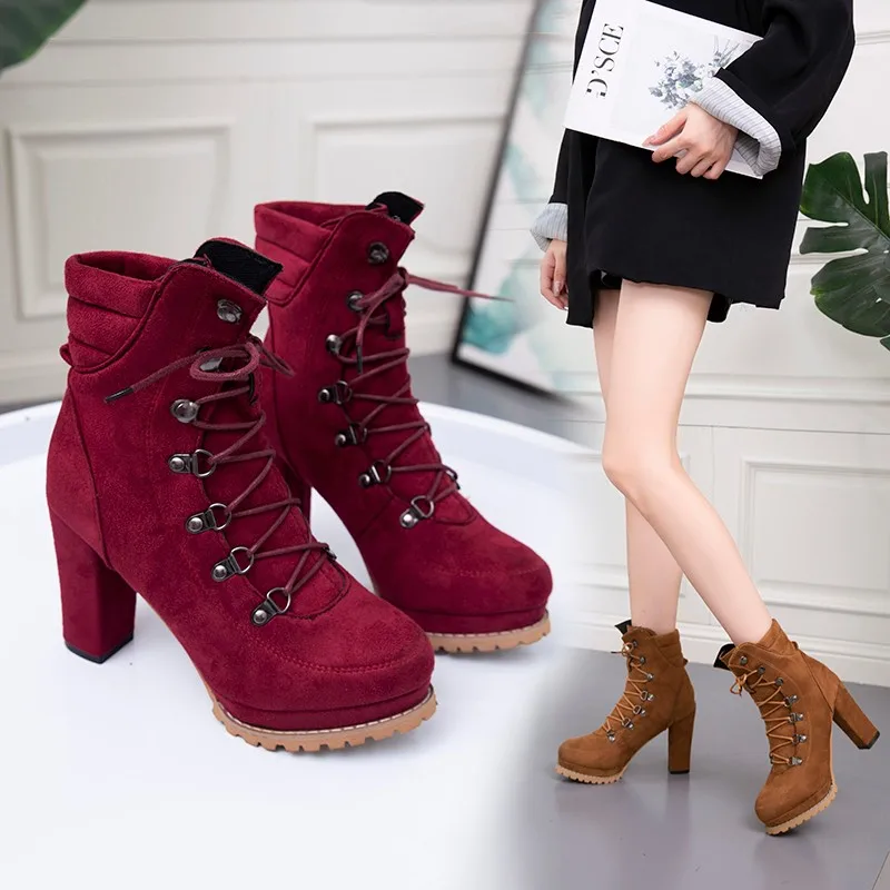 Plus Size 36-43 Women Flock Rivet Ankle Boots Female Square High Heels Autumn Fashion Sexy Lace-Up Shoes Ladies Retro Footwear
Plus Size 36-43 Women Flock Rivet Ankle Boots Female Square High Heels Autumn Fashion Sexy Lace-Up Shoes Ladies Retro Footwear
