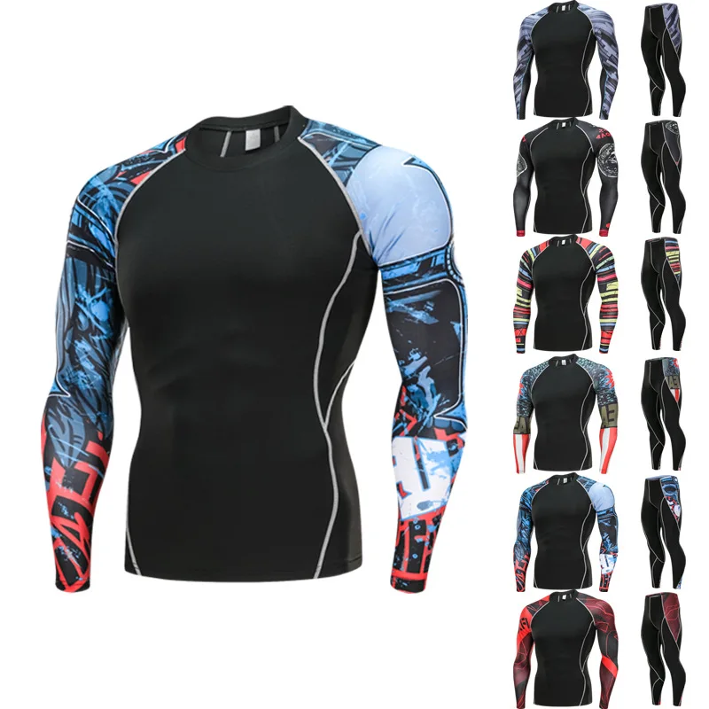 New sports tight suit men's speed dry pants basketball stretch running outdoor fitness suit 2 pieces 
New sports tight suit men's speed dry pants basketball stretch running outdoor fitness suit 2 pieces