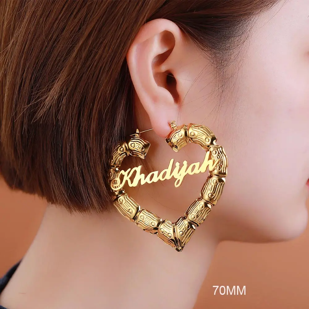 Sweey Dropshipping Customizable New Large Heart Hiphop Bamboo Earrings with Name Personalized Heart Hoop Earrings Classic Hoops
Sweey Dropshipping Customizable New Large Heart Hiphop Bamboo Earrings with Name Personalized Heart Hoop Earrings Classic Hoops