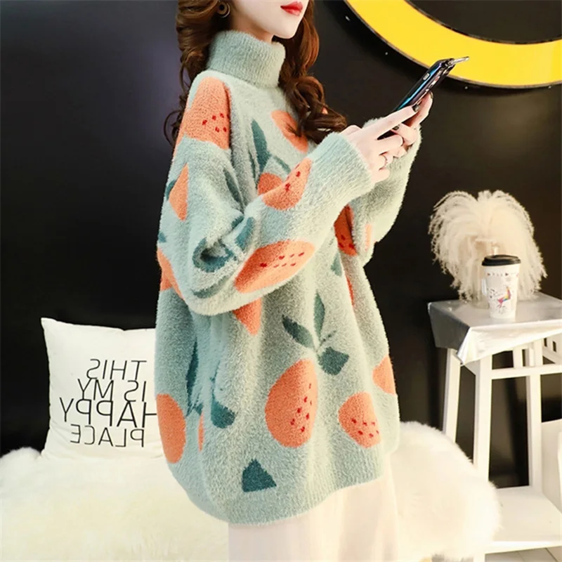 Knitted Basic Sweater Pullover Turtleneck Print Long Sleeves Women Autumn Winter Fashion Casual Warm Soft Tops
Knitted Basic Sweater Pullover Turtleneck Print Long Sleeves Women Autumn Winter Fashion Casual Warm Soft Tops