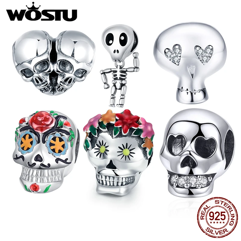 WOSTU 925 Sterling Silver Skulls Charms Beads Fit Original Charms Bracelets Women Fashion Jewelry DIY Gift Making
WOSTU 925 Sterling Silver Skulls Charms Beads Fit Original Charms Bracelets Women Fashion Jewelry DIY Gift Making