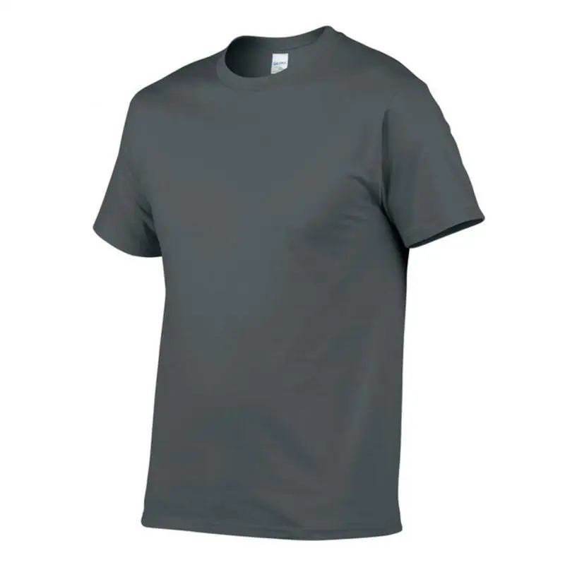 Однотонная футболка мужские черно-белые футболки из 100% хлопка летняя для