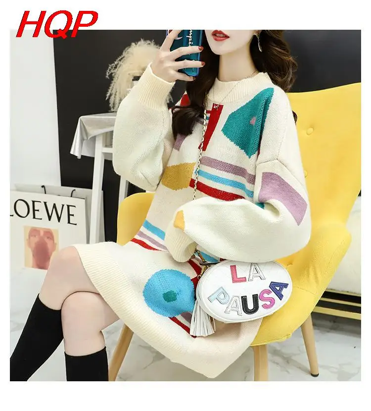 2021 New pullover geometric contrast retro casual long-sleeved sweater women's mid-length Korean top mujer christmas sweater
2021 New pullover geometric contrast retro casual long-sleeved sweater women's mid-length Korean top mujer christmas sweater