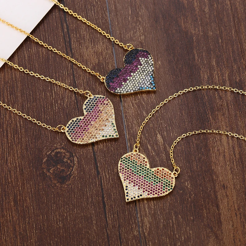 women's gold Cz heart rainbow Necklace Pendant Choker Colorful Copper snake chain Necklace Jewelry zircons necklace for women
women's gold Cz heart rainbow Necklace Pendant Choker Colorful Copper snake chain Necklace Jewelry zircons necklace for women