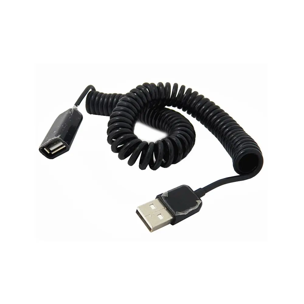 

3M/1M/10FT elbow Spring Coiled USB 2.0 Male to Female Data Sync Charger Extension Cable