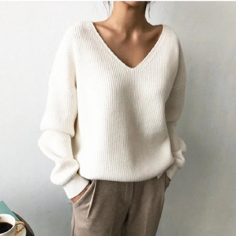 Женский свитер оверсайз, вязаный синий толстый пуловер с V-образным вырезом и длинным рукавом, теплые белые свитера для женщин, Осень-зима 2021
Женский свитер оверсайз, вязаный синий толстый пуловер с V-образным вырезом и длинным рукавом, теплые белые свитера для женщин, Осень-зима 2021