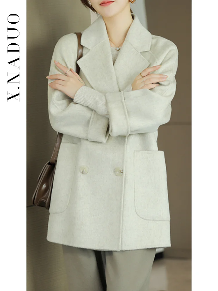 High end primary color double-sided cashmere coat women's 2021 new women's double breasted Australian wool tweed coat medium and
High end primary color double-sided cashmere coat women's 2021 new women's double breasted Australian wool tweed coat medium and