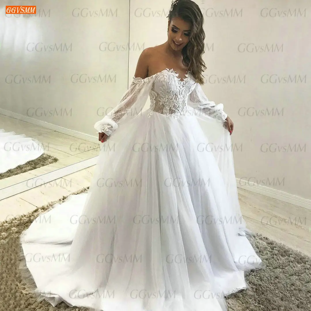 Fashion BOHO White Wedding Gowns Long Sleeves Off Shoulder Vestido De Noiva 2021 Ivory Bridal Dresses Custom Made Robe De Mariée
Fashion BOHO White Wedding Gowns Long Sleeves Off Shoulder Vestido De Noiva 2021 Ivory Bridal Dresses Custom Made Robe De Mariée