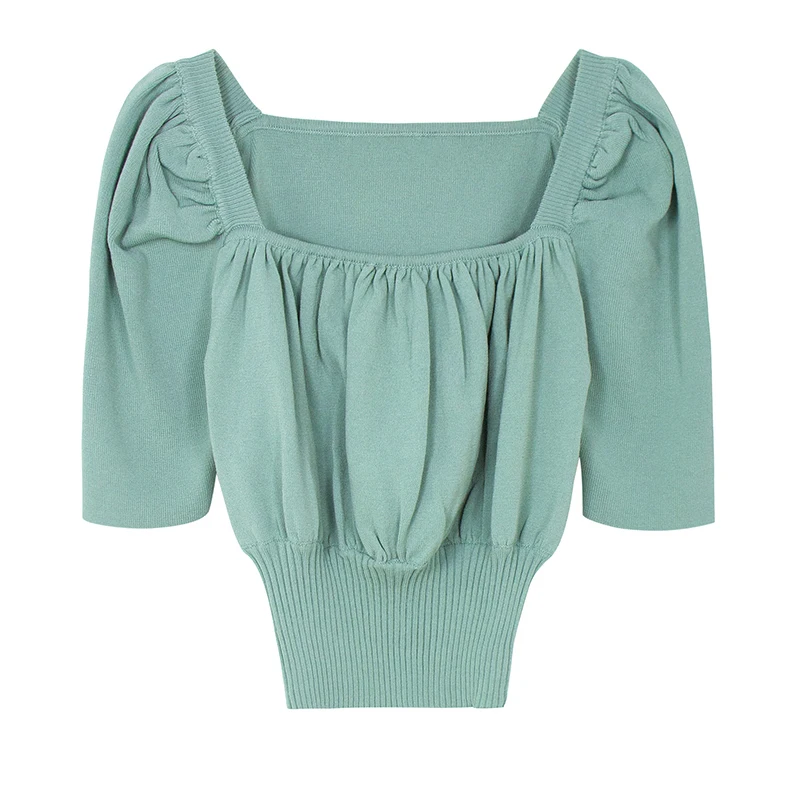 Retro Pleated Shirt Women's Design Sense 2020 Summer Korean Style Niche Square Collar Puff Sleeve Clavicle Short Outerwear Top
Retro Pleated Shirt Women's Design Sense 2020 Summer Korean Style Niche Square Collar Puff Sleeve Clavicle Short Outerwear Top