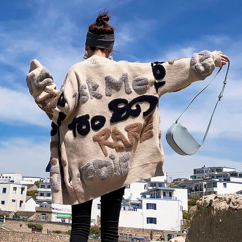 2020 New Spring and Autumn Loose Knitting Sweater Women Letter Pattern Casual Cardigans Ladies Thicker Long Sleeve
2020 New Spring and Autumn Loose Knitting Sweater Women Letter Pattern Casual Cardigans Ladies Thicker Long Sleeve