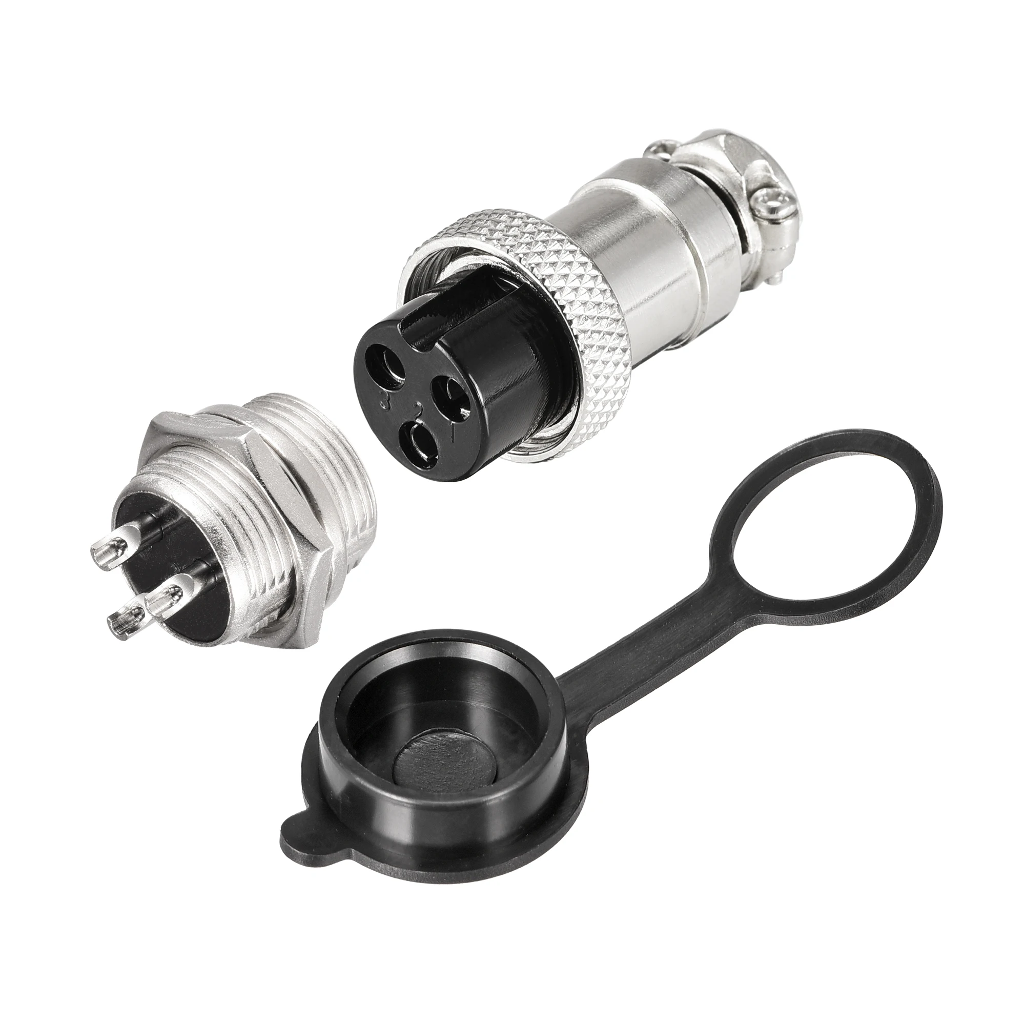 

10Sets GX16 16mm 3 Terminals 7A 400V Aviation Connector Waterproof Dust Cap Male Female Panel Connector Fittings with Plug Cover